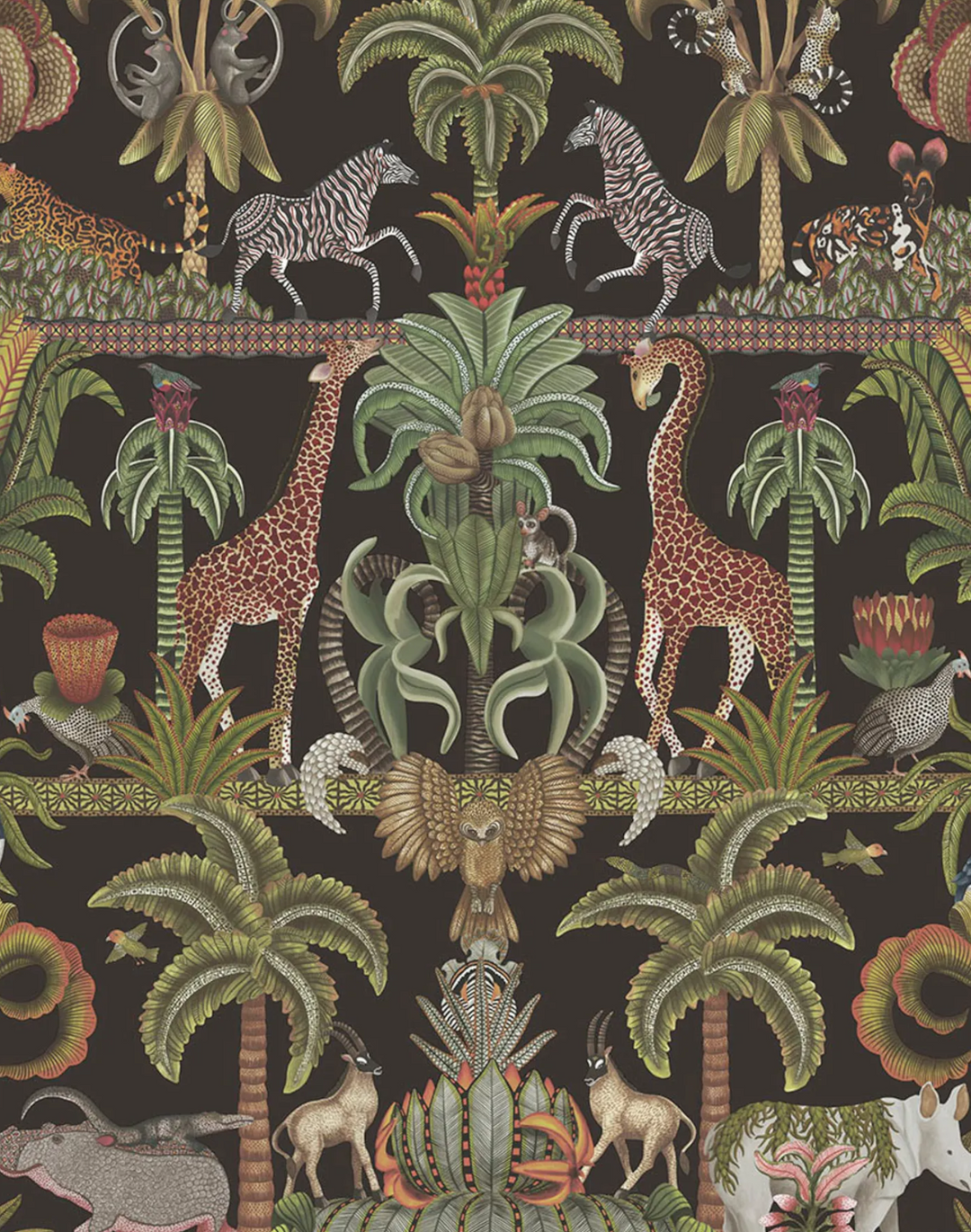 Afrika Kingdom, Olive Green & Spring Green on Black 119/5027