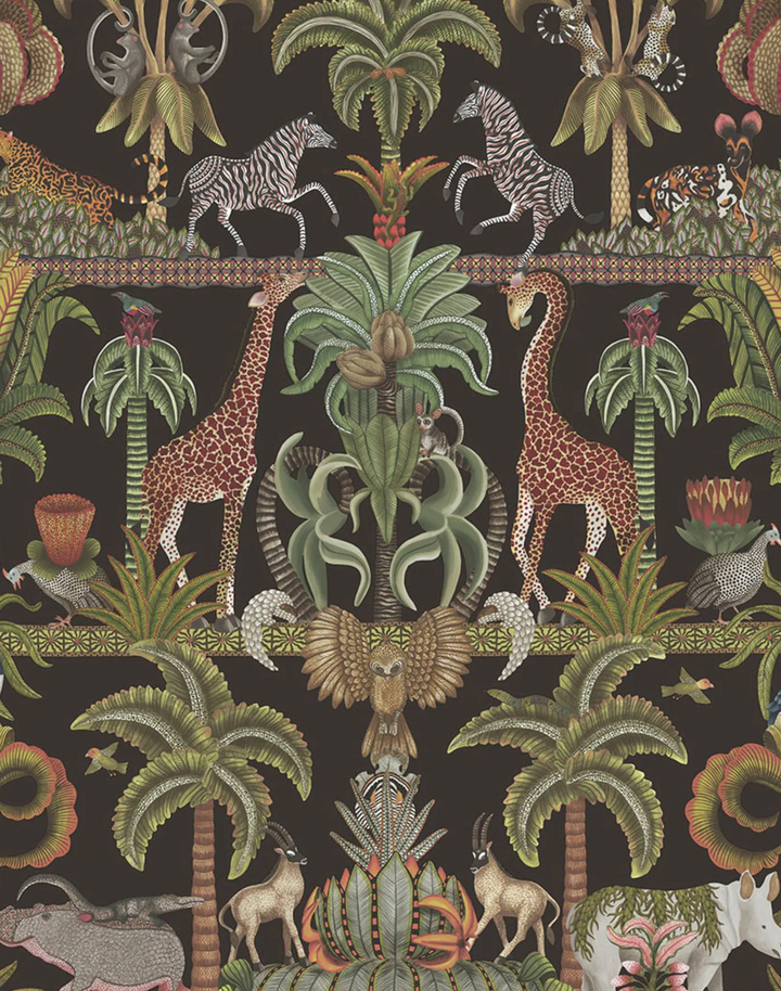 Afrika Kingdom, Olive Green & Spring Green on Black 119/5027