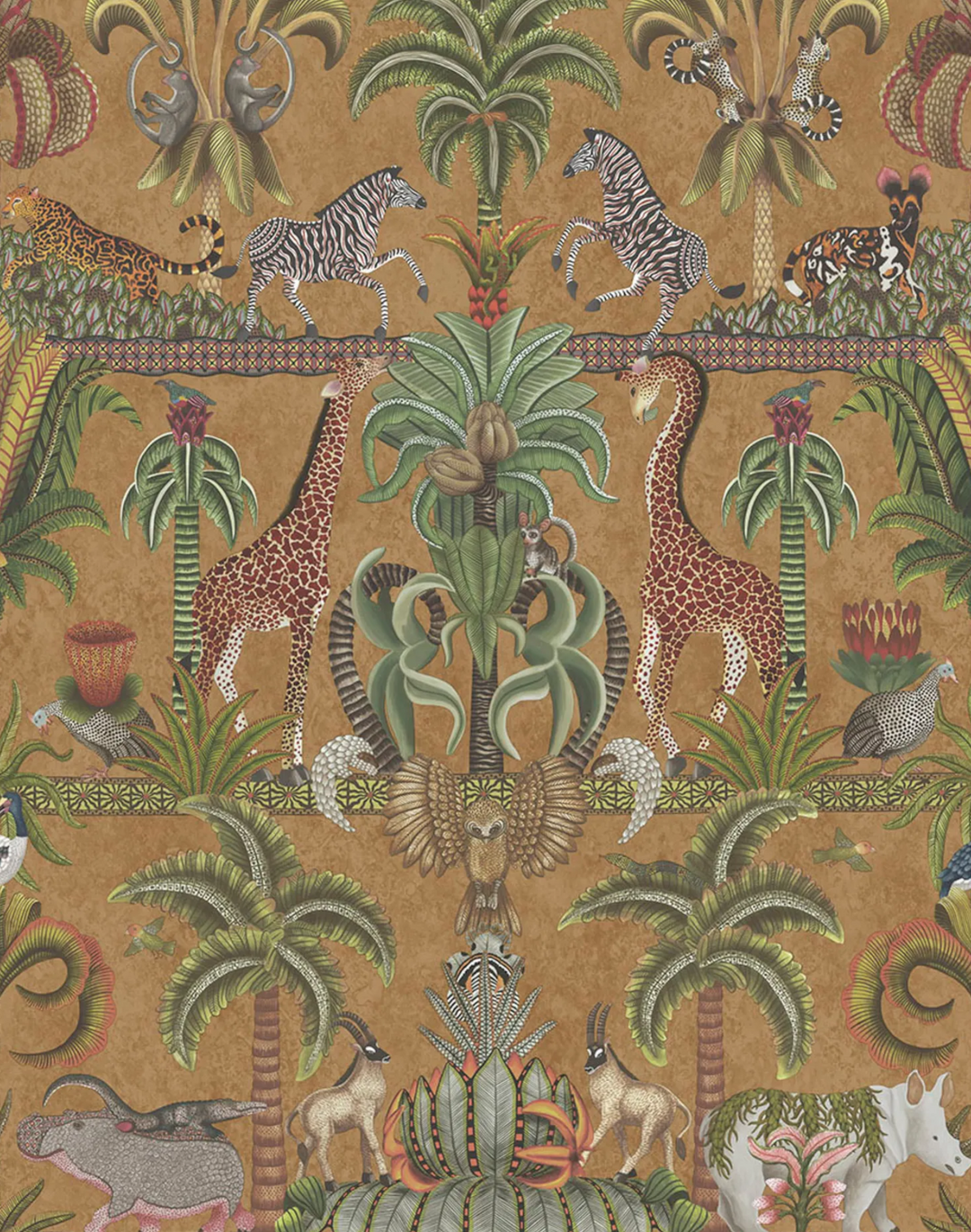 Afrika Kingdom, Olive Green & Spring Green on Metallic Bronze 119/5025