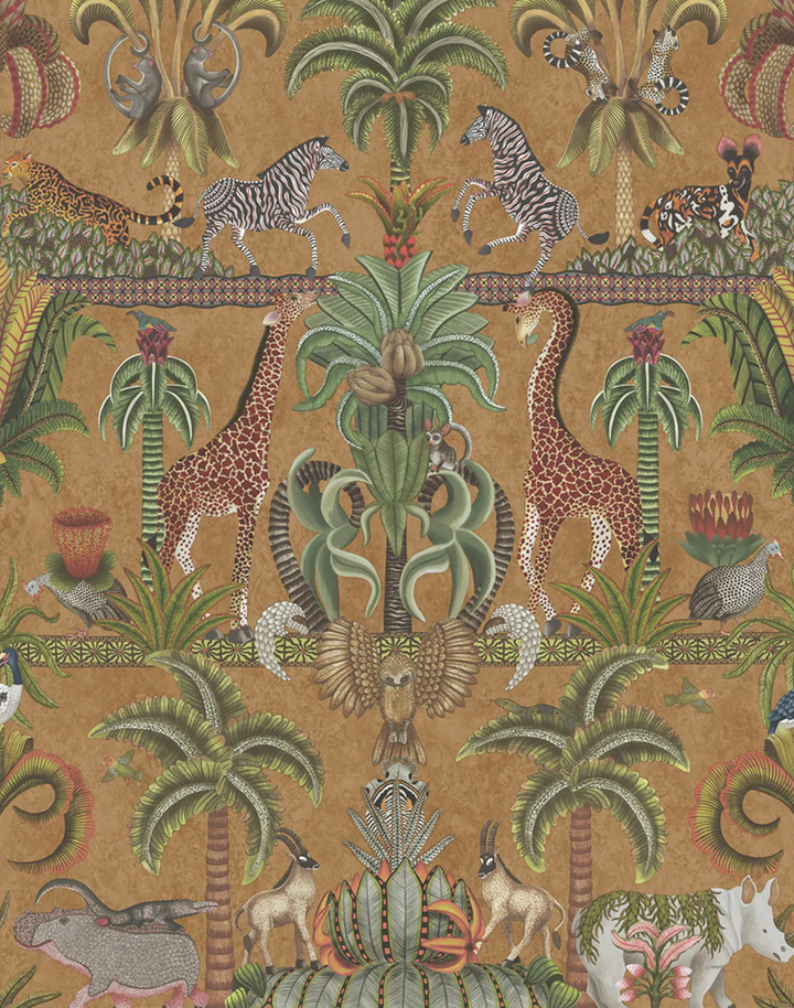 Afrika Kingdom, Olive Green & Spring Green on Metallic Bronze 119/5025