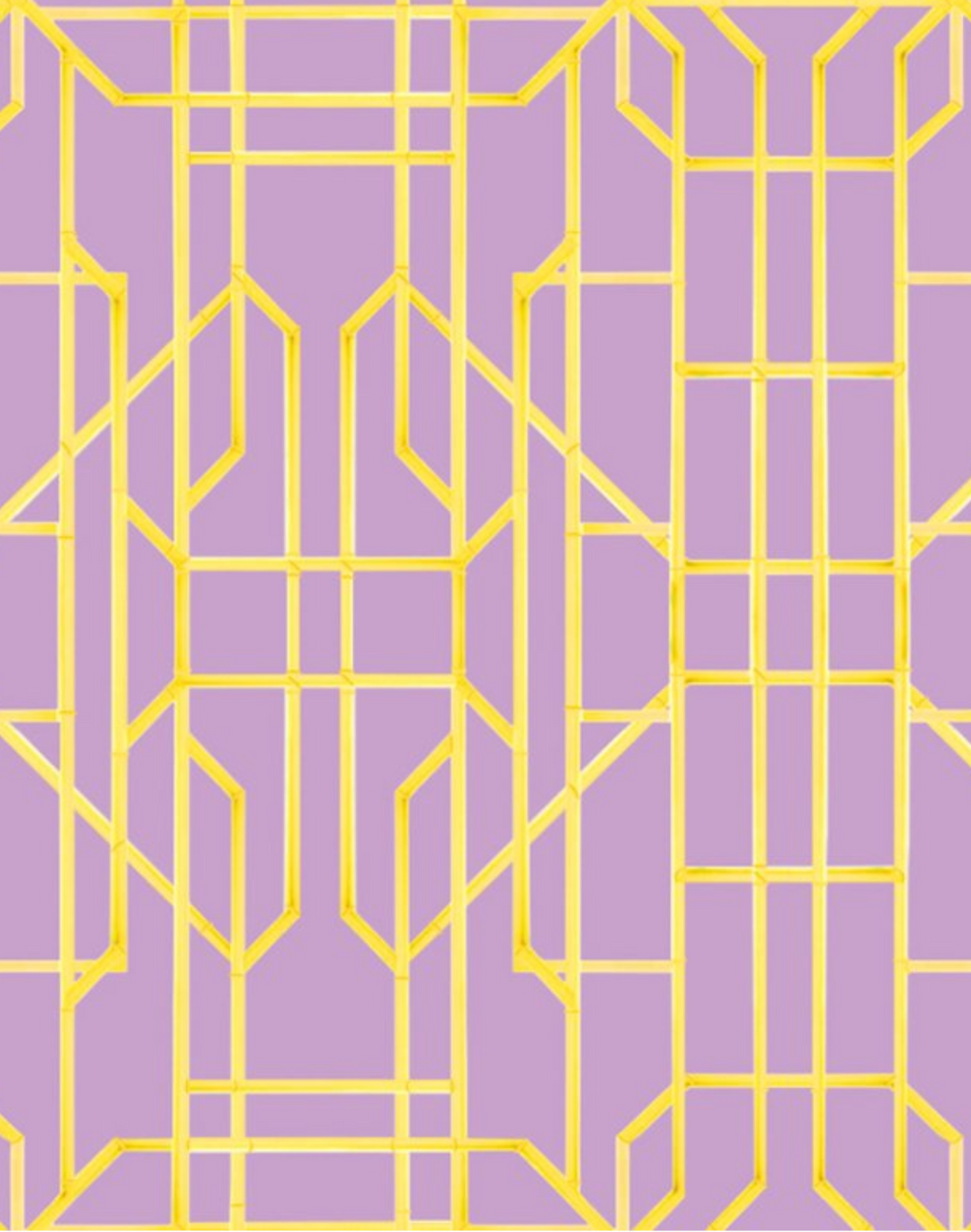 Bamboo Candy, Yellow on Lilac