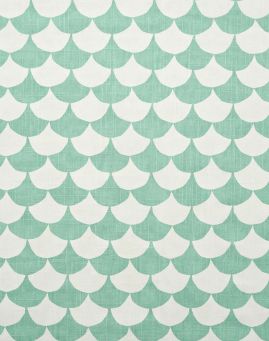 Big Waves Cotton Fabric, White / Aqua