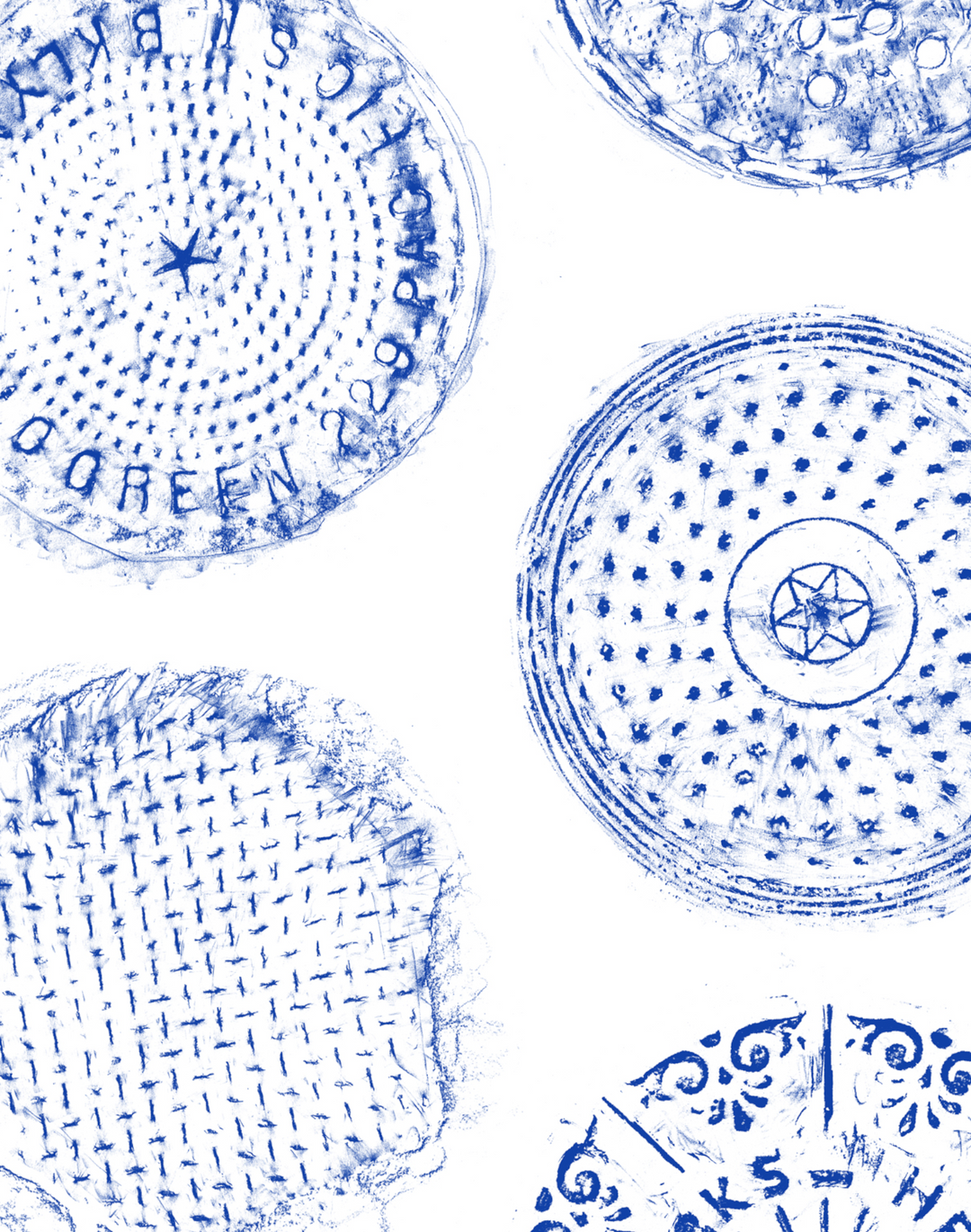 Brooklyn Manhole, China Blue on White