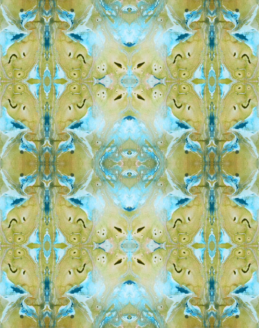 Celery & Teal Damask