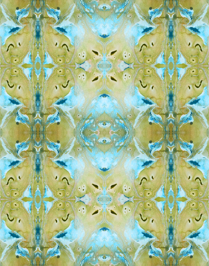 Celery & Teal Damask