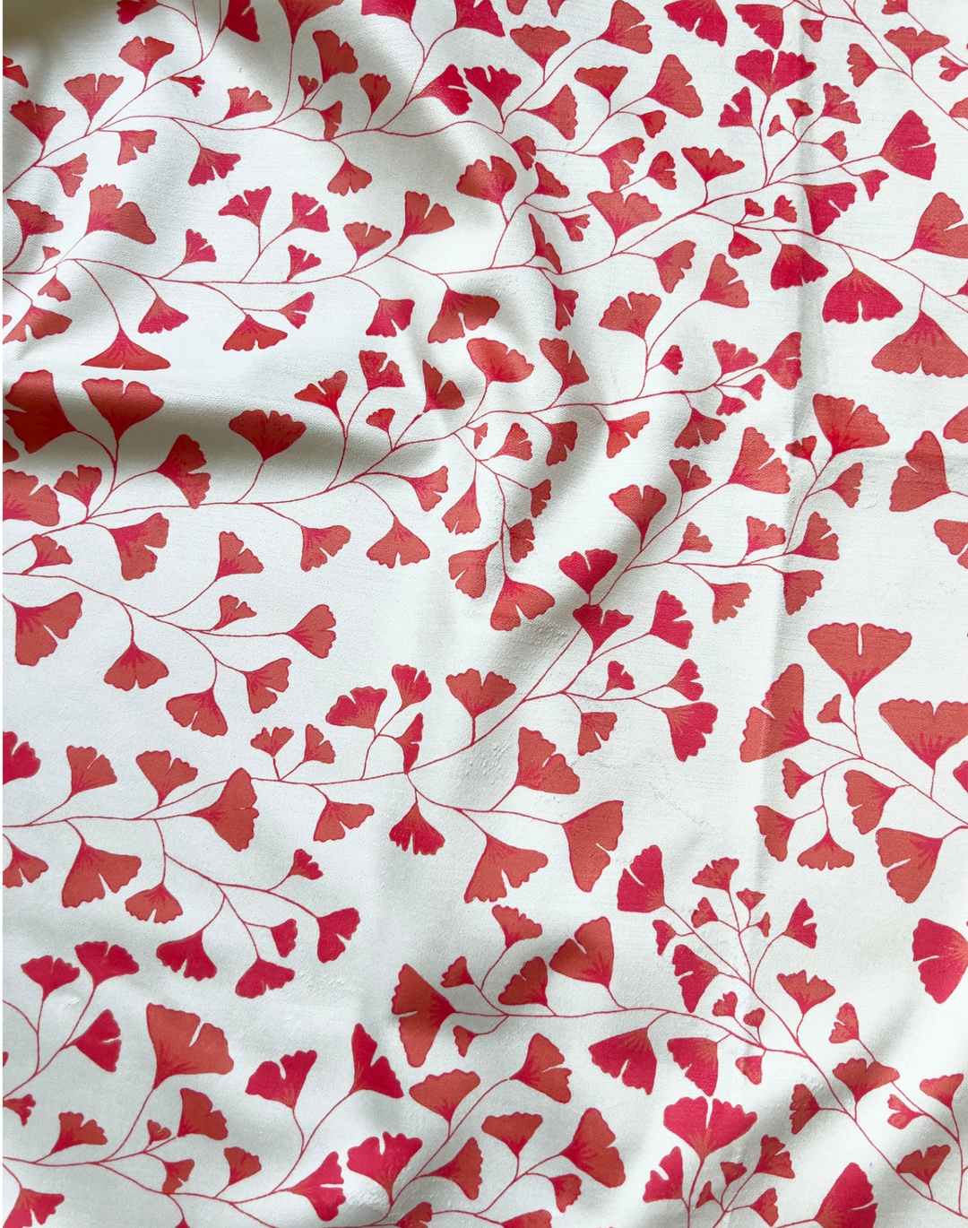 Ginkgo Leaves Fabric, Aurora Red