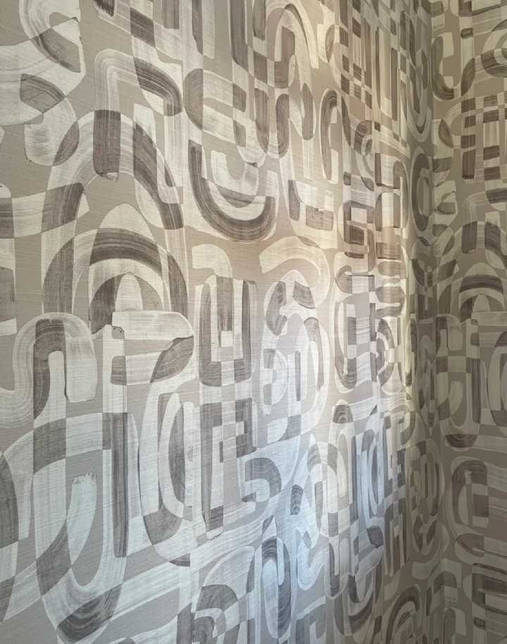 Grasscloth Down the Rabbit Hole, Black and White