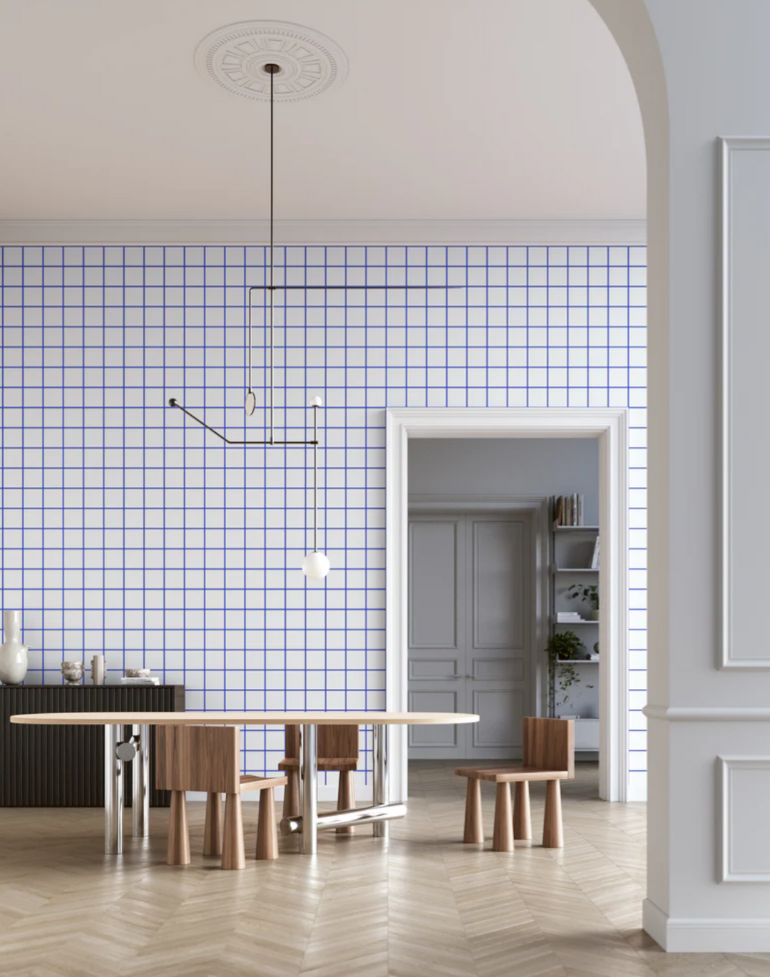 Grid - Large Bold, Line: Blue| Background: White