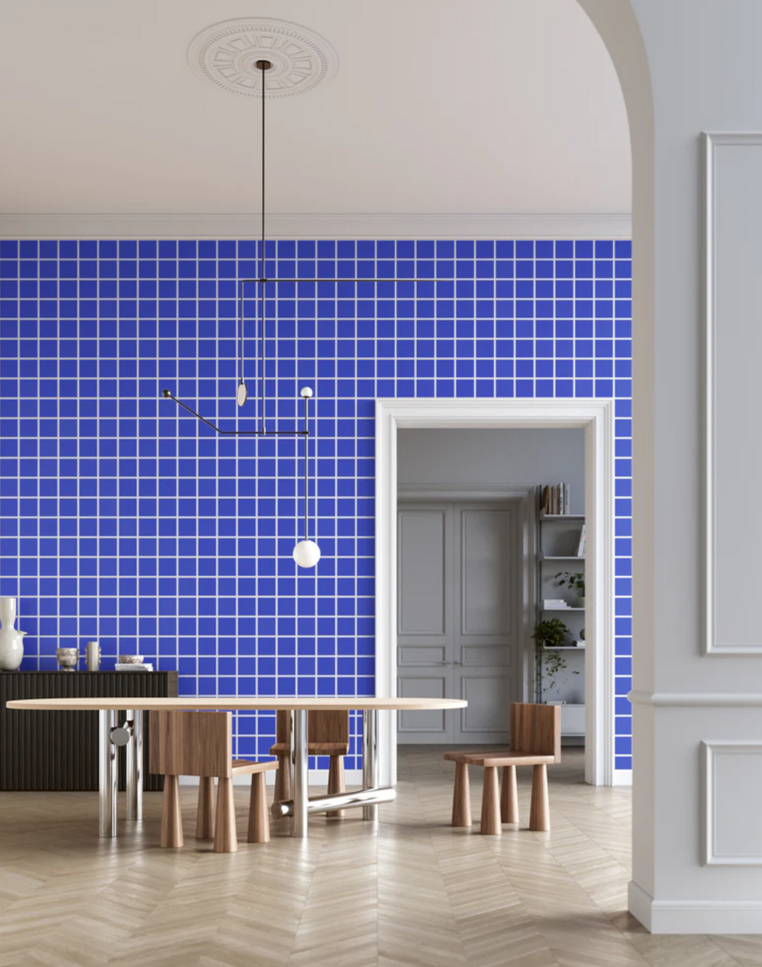 Grid - Large Bold, Line: White | Background: Blue