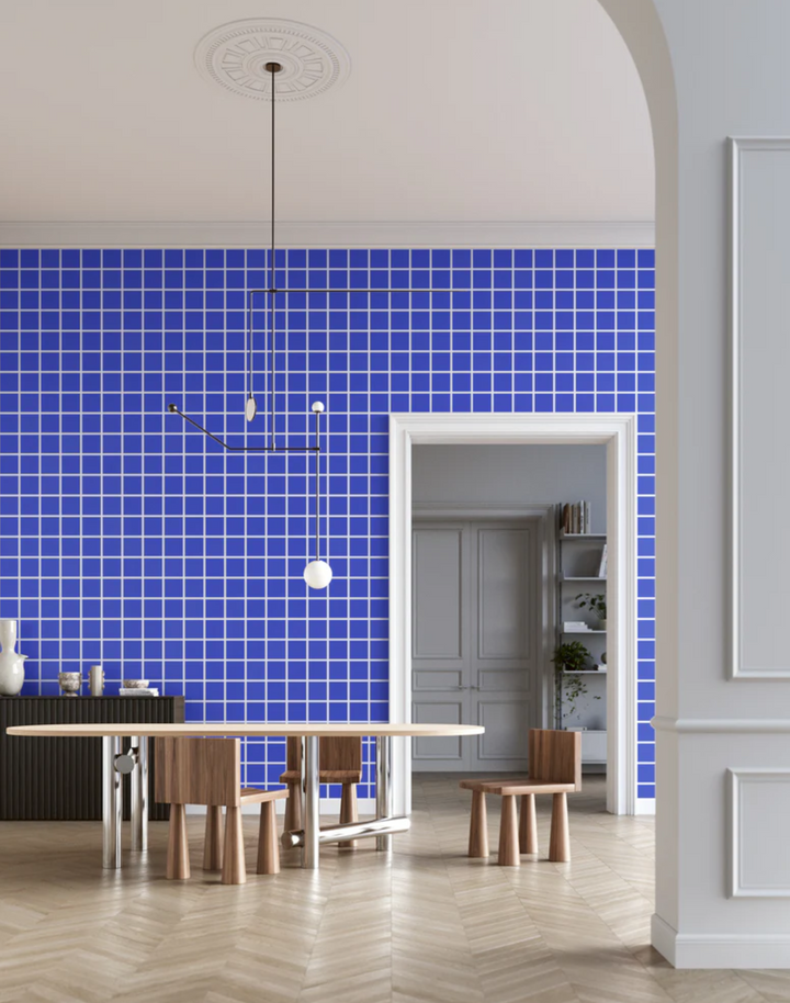 Grid - Large Bold, Line: White | Background: Blue