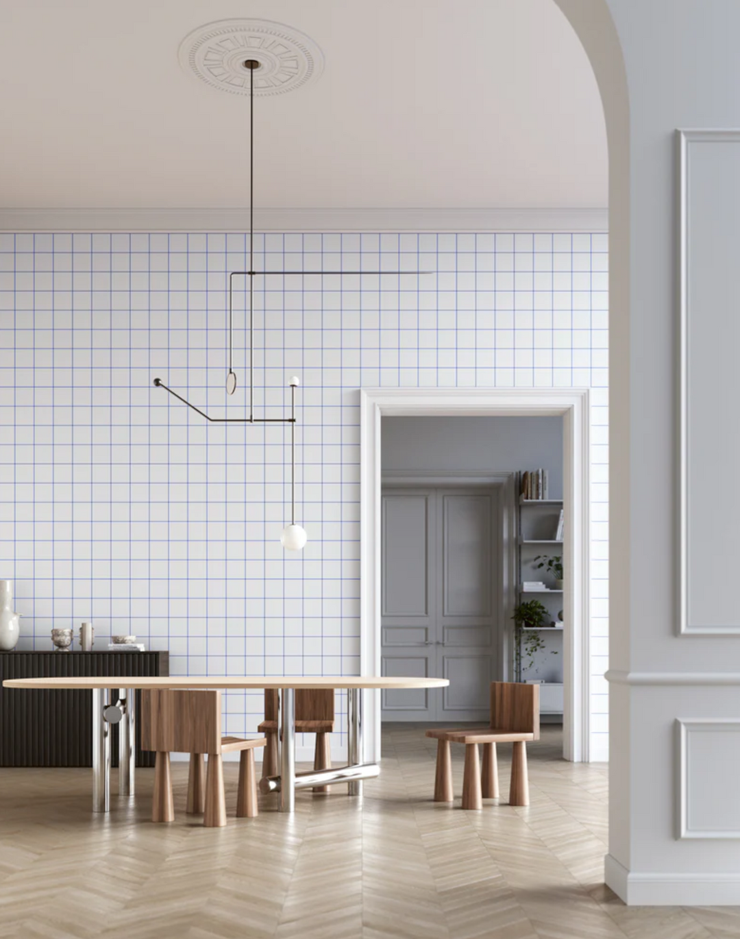Grid - Large Thin, Line: Blue | Background: White