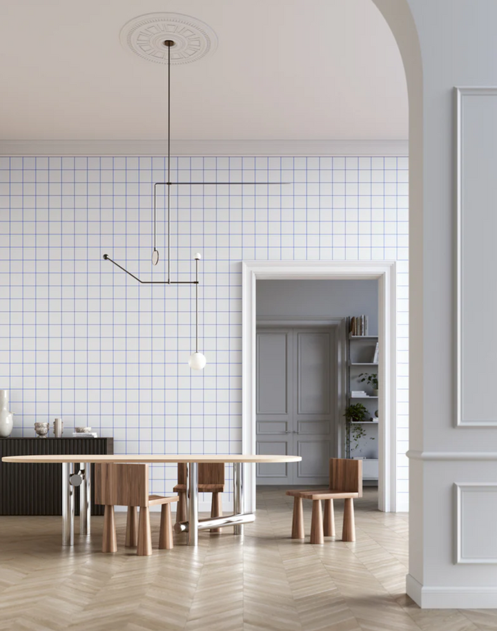 Grid - Large Thin, Line: Blue | Background: White