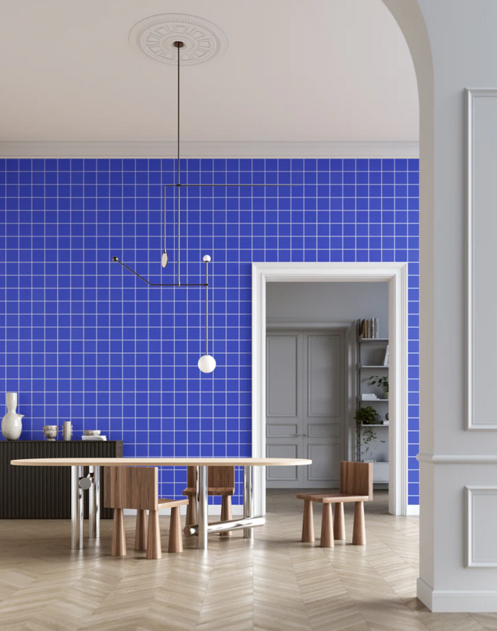 Grid - Large Thin, Line: White | Background: Blue