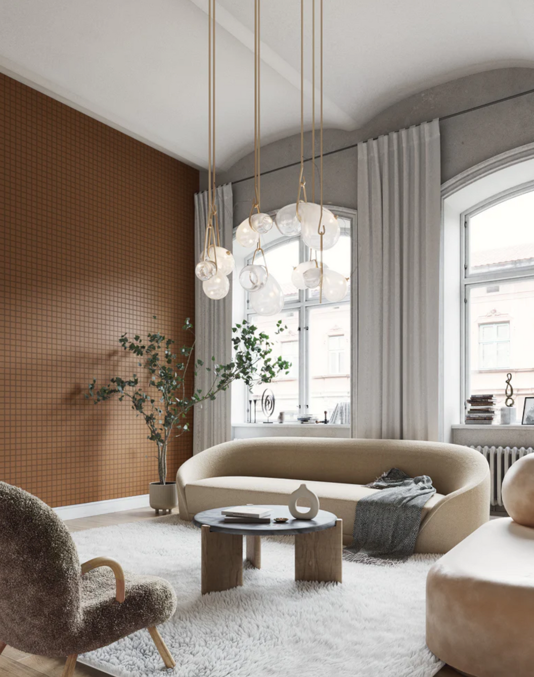 Grid - Small Bold, Line: Light Brown | Background: Brown