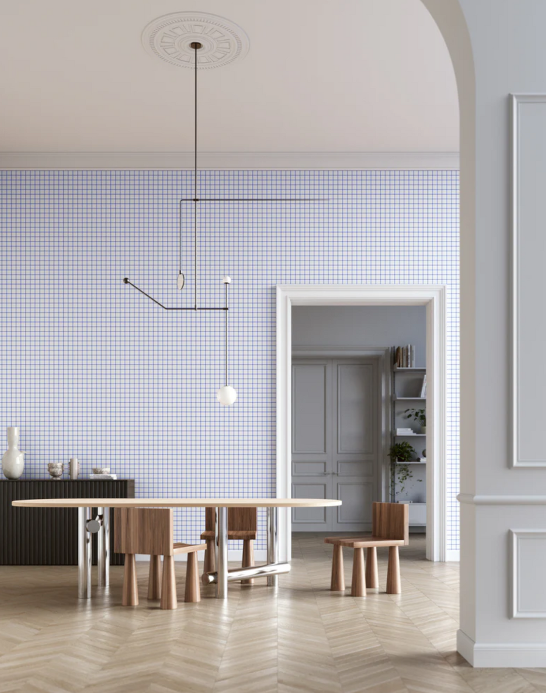 Grid - Small Thin, Line: Blue | Background: White