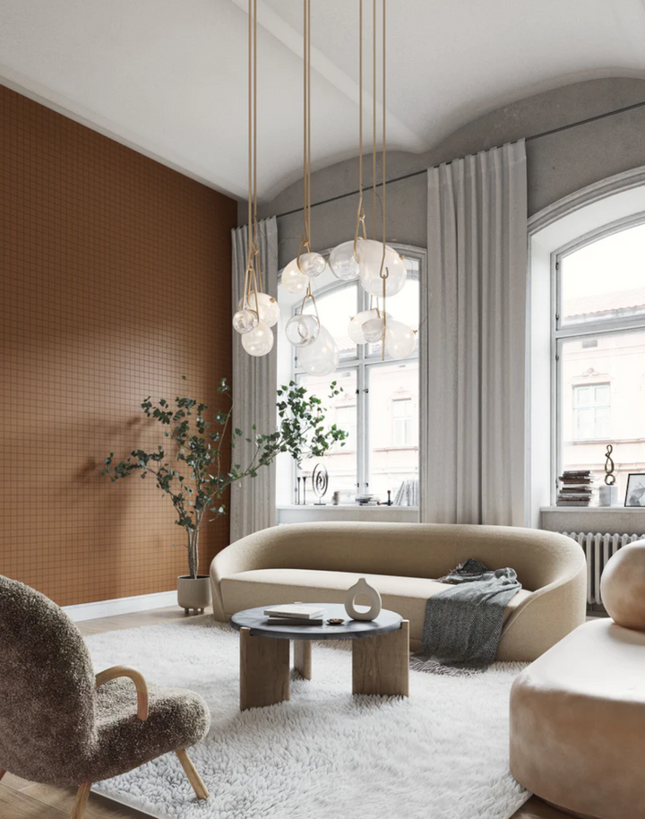 Grid - Small Thin, Line: Brown | Background: Light Brown