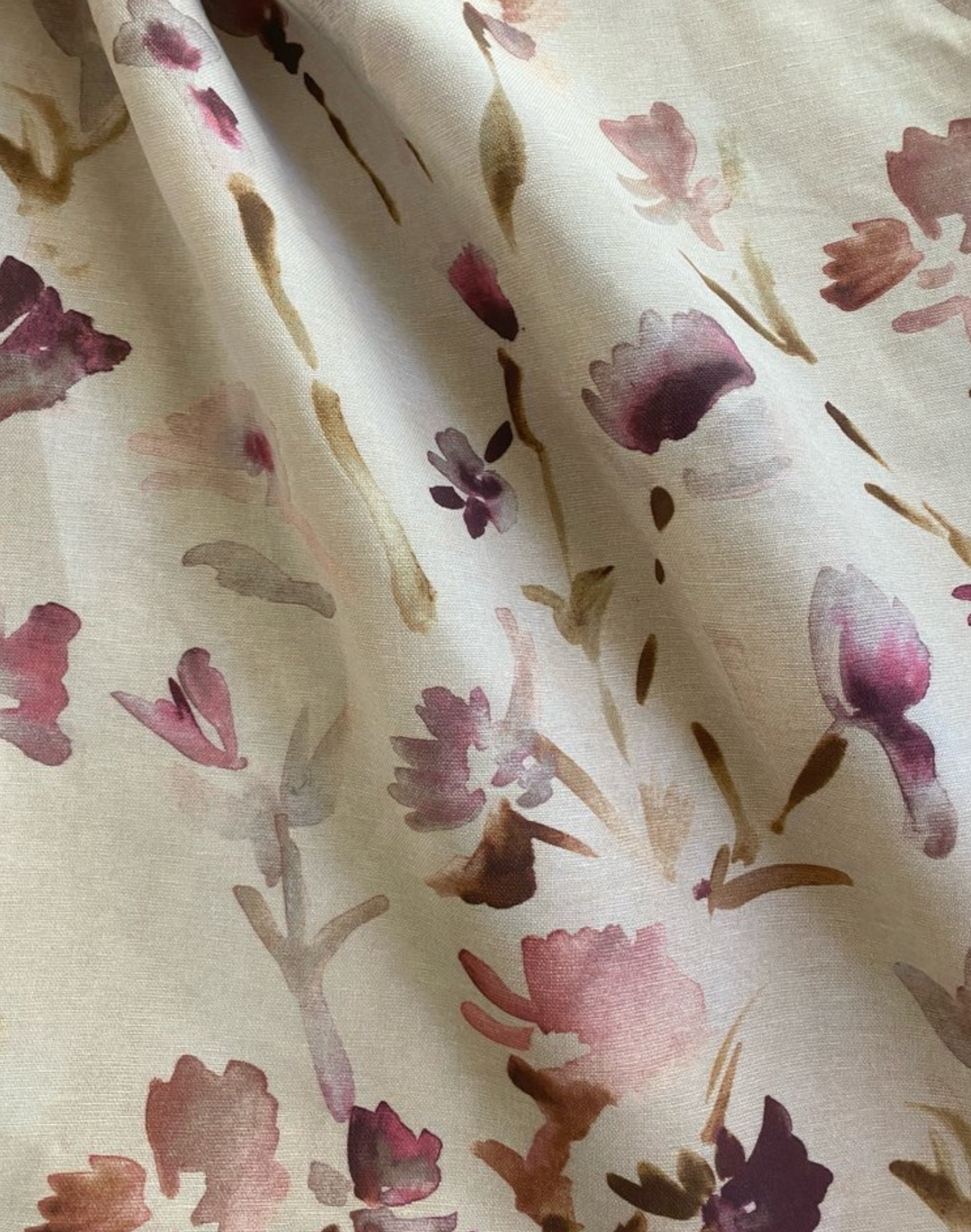 Hillside Flowers, Rosewood Fabric