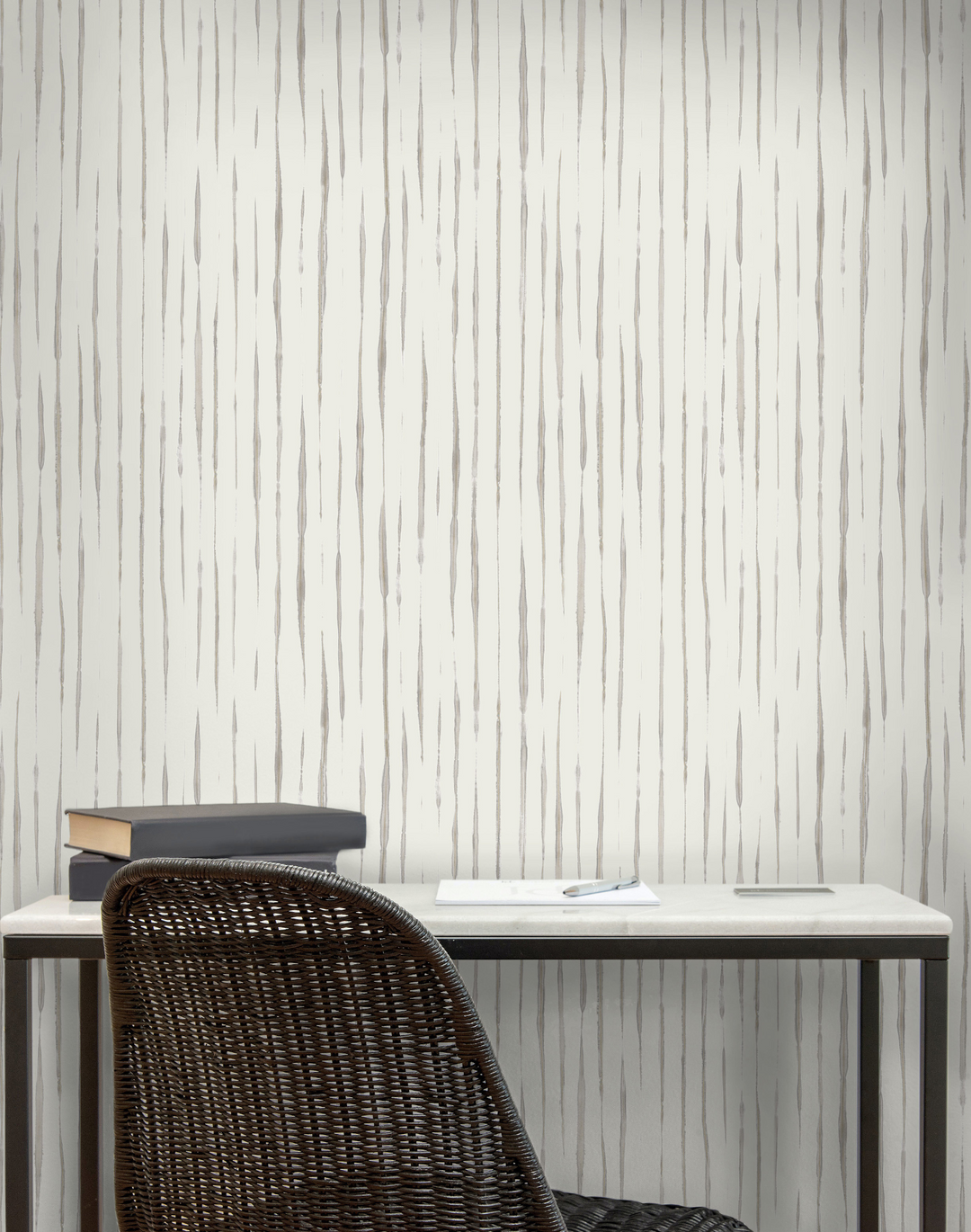 Inky Stripe, Taupe Premium Matte