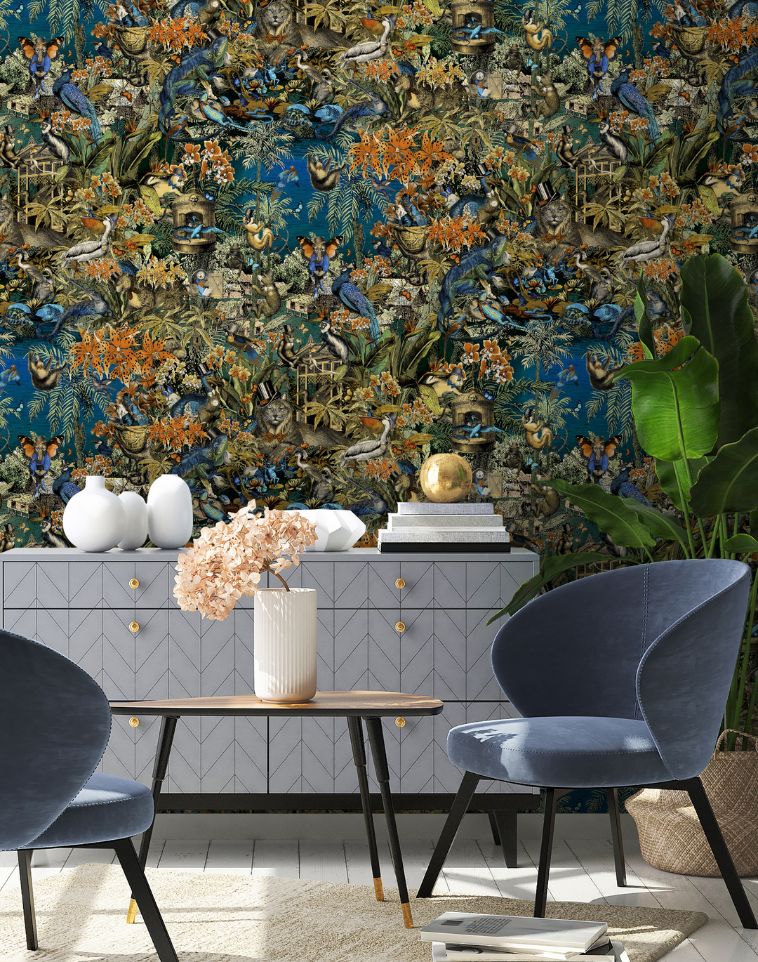 JUNGLE LIFE, ORANGE & BLUE