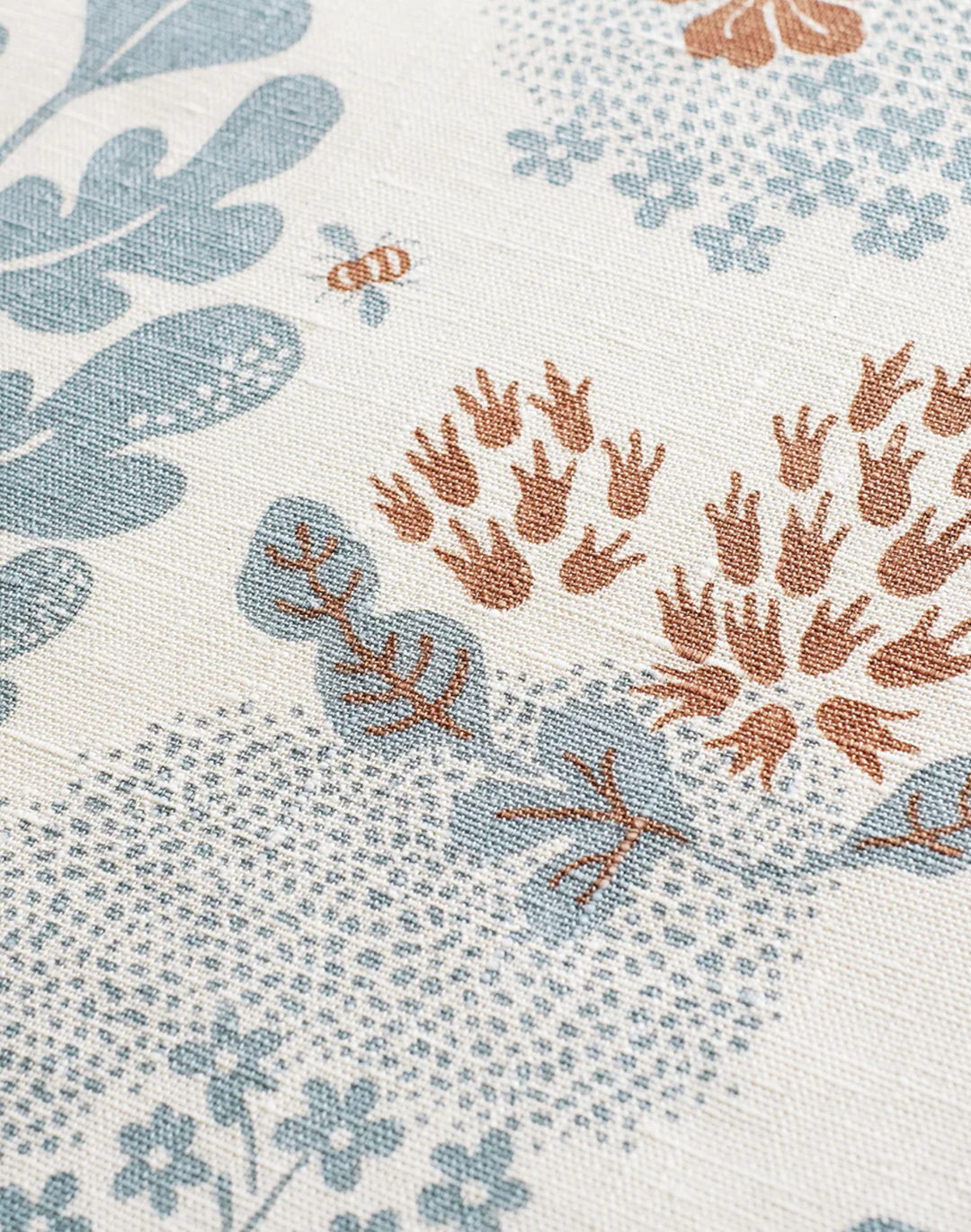 May Linen Fabric, Dusty Blue / Ivory