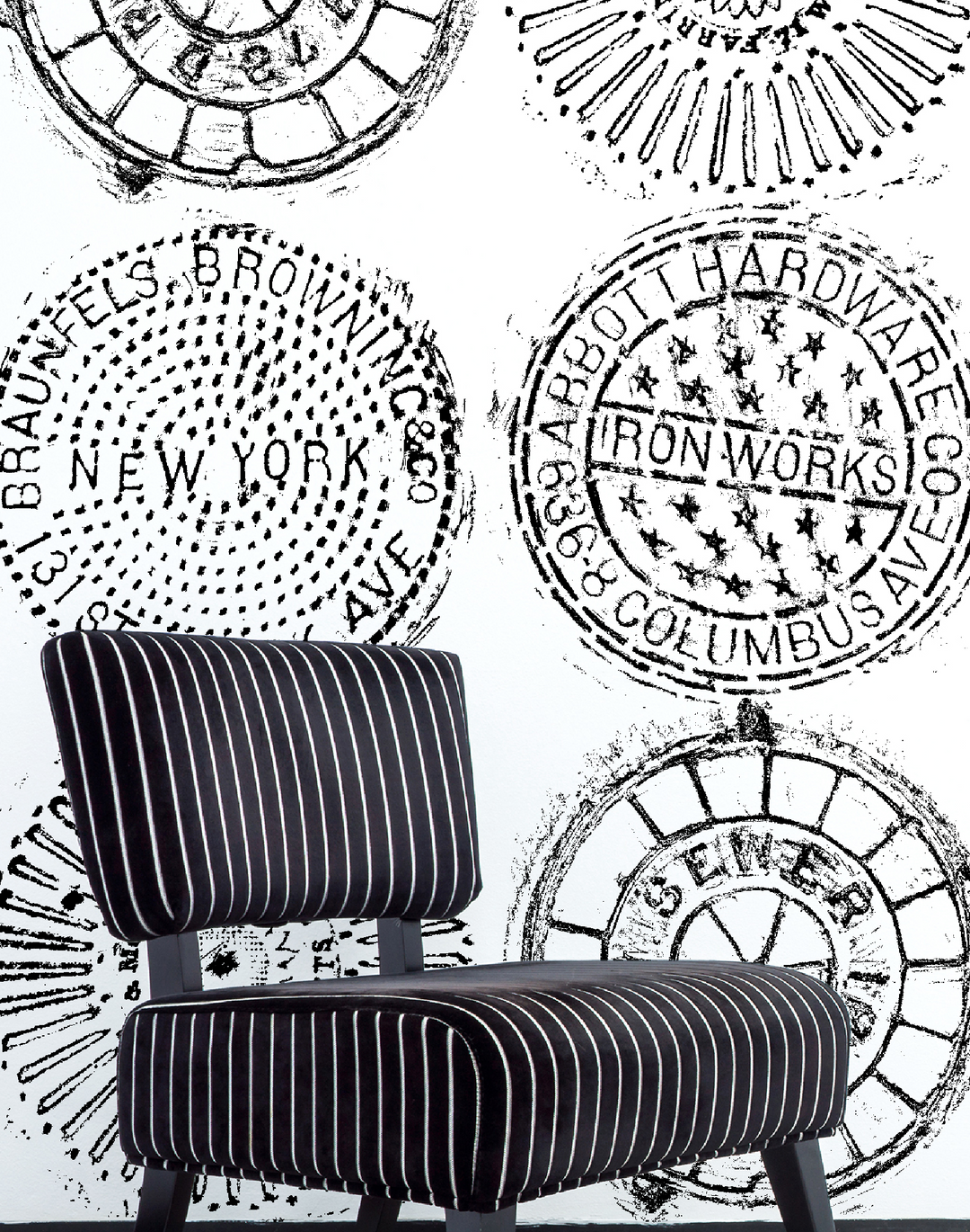 NYC Manhole, Black on White