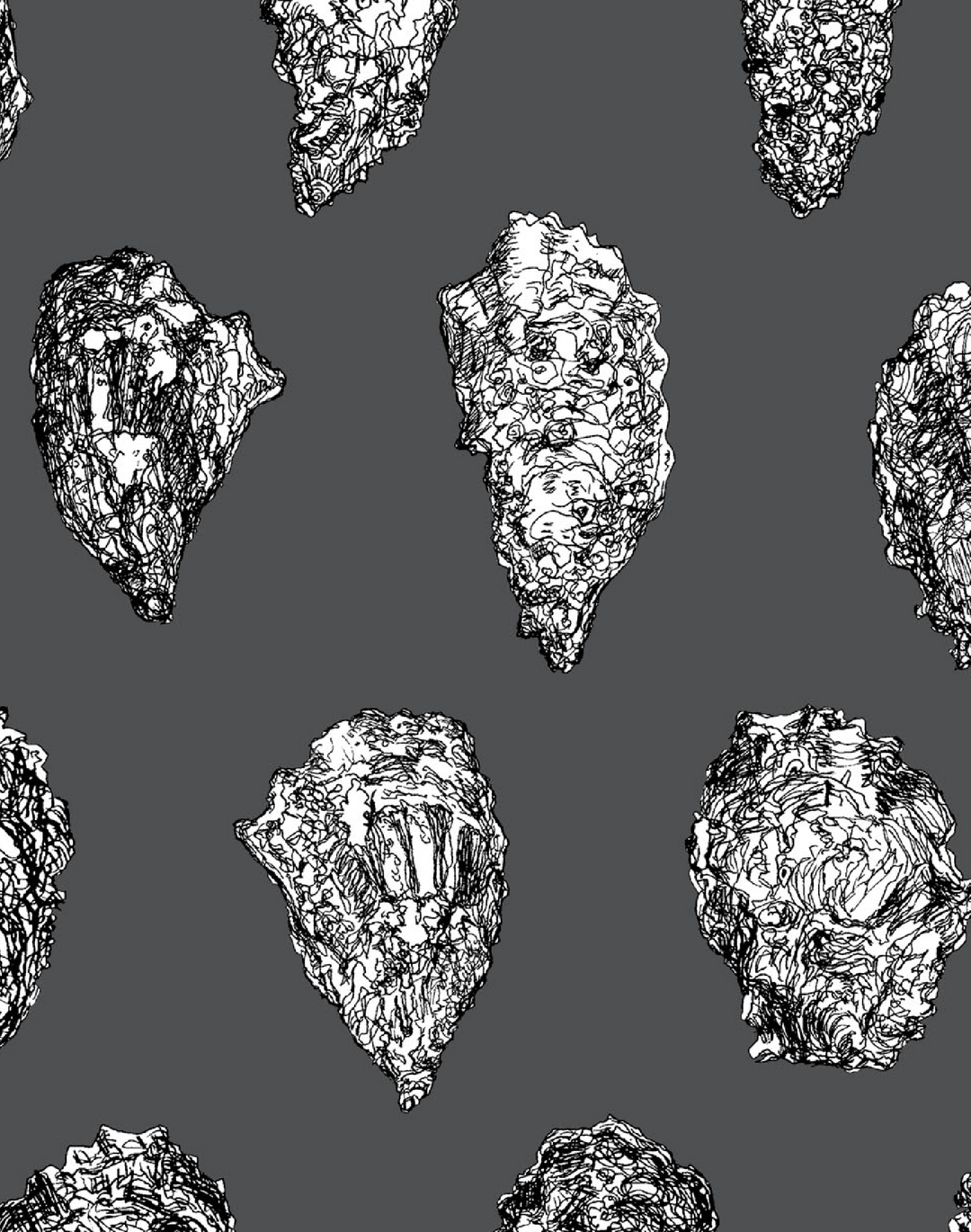 Oysters, Black and White on Charcoal