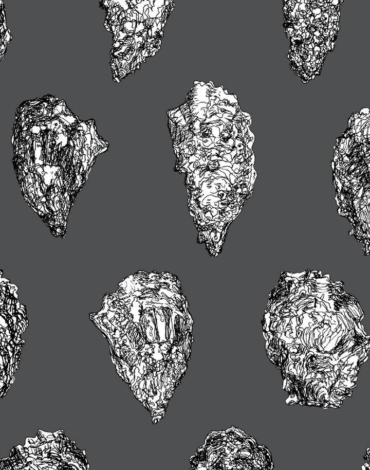 Oysters, Black and White on Charcoal