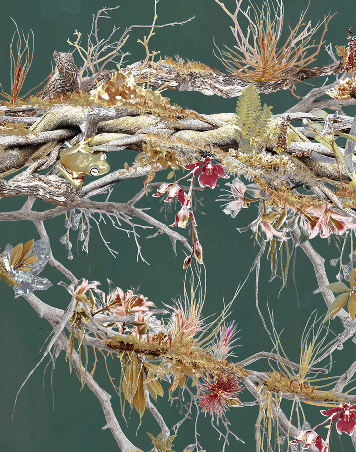 Paradise Tree Garden, Dark Teal Blue