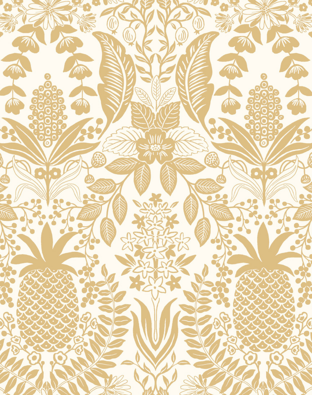 Pineapple Damask White & Metallic Gold RF7482