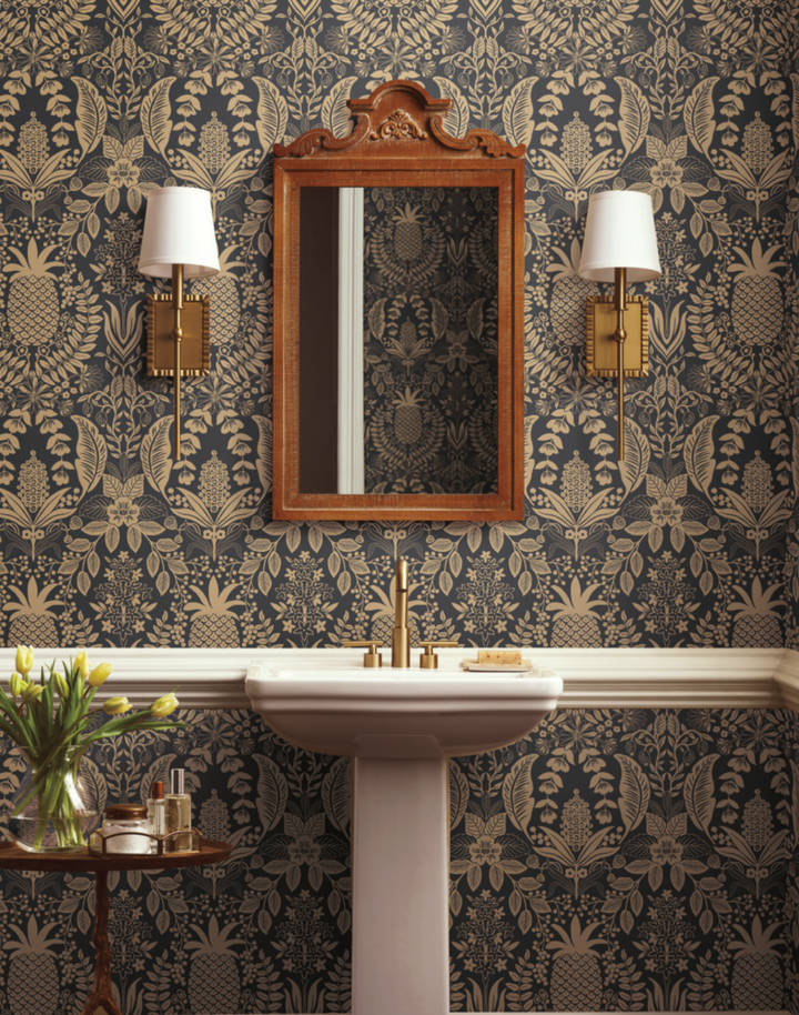 Pineapple Damask Black & Gold RF7483