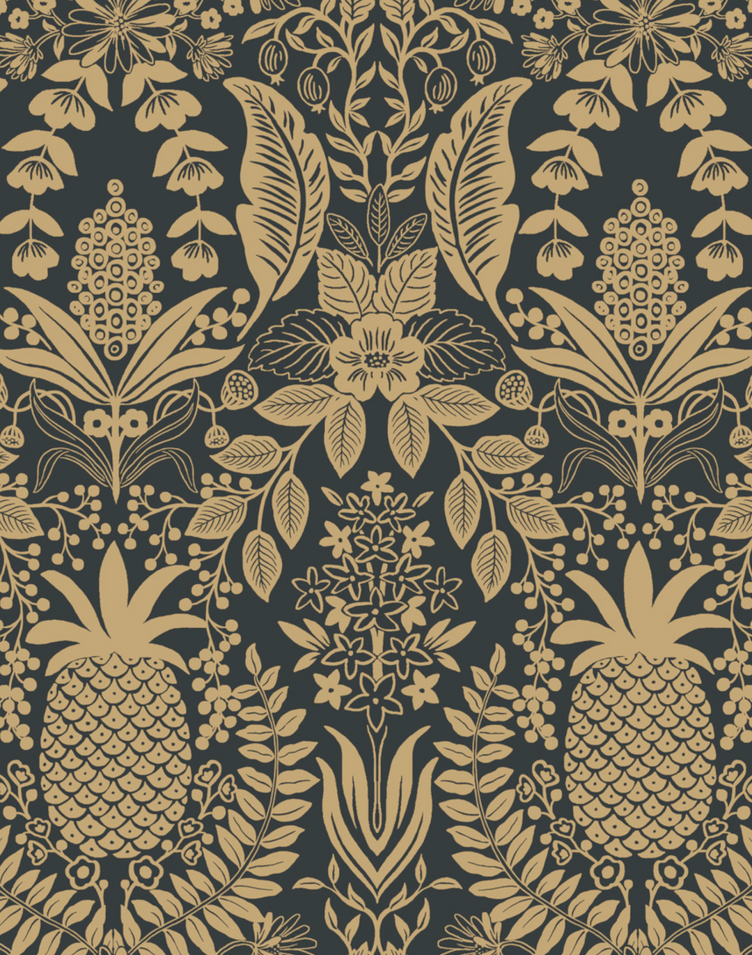 Pineapple Damask Black & Gold RF7483