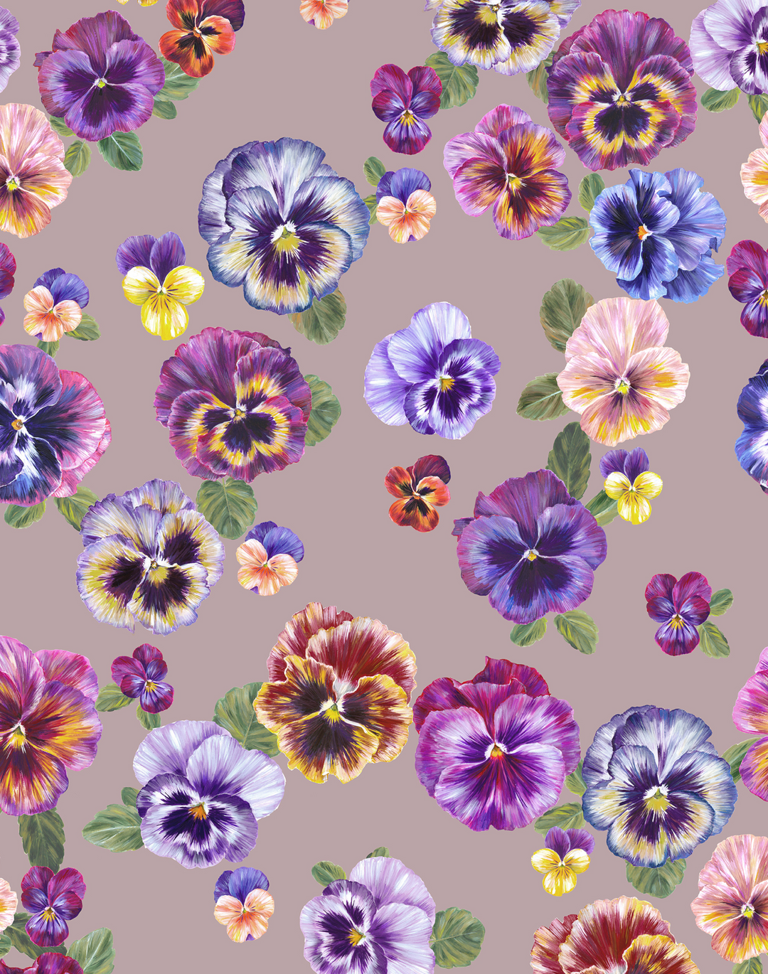 Plethora of Pansies, Bruised Pink - Medium Pile Velvet