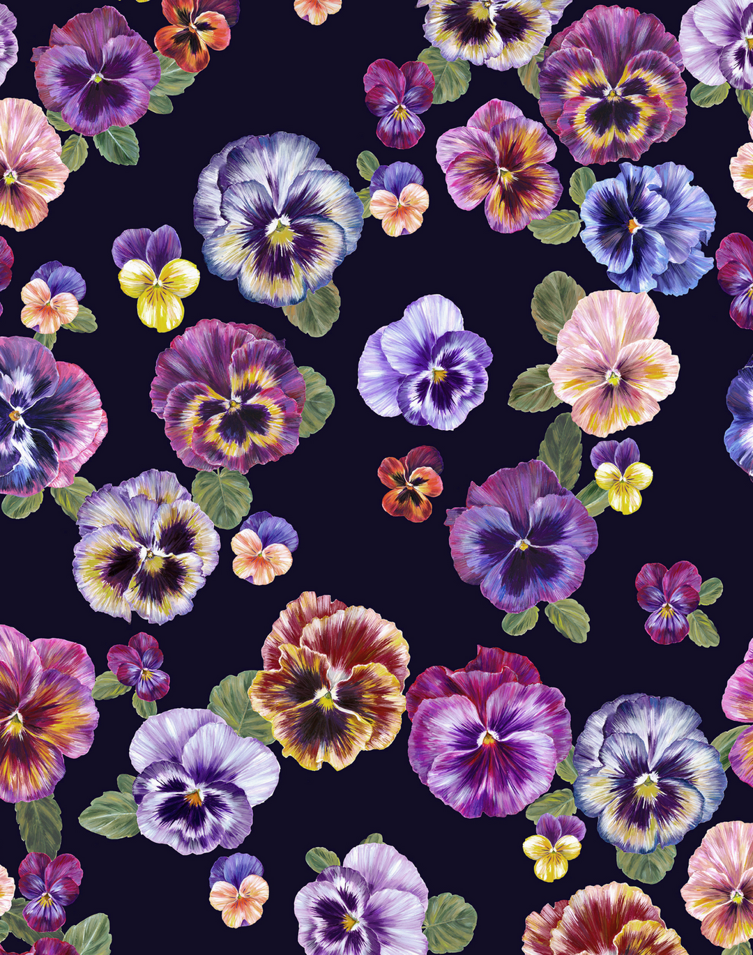 Plethora of Pansies, Violet - Medium Pile Velvet