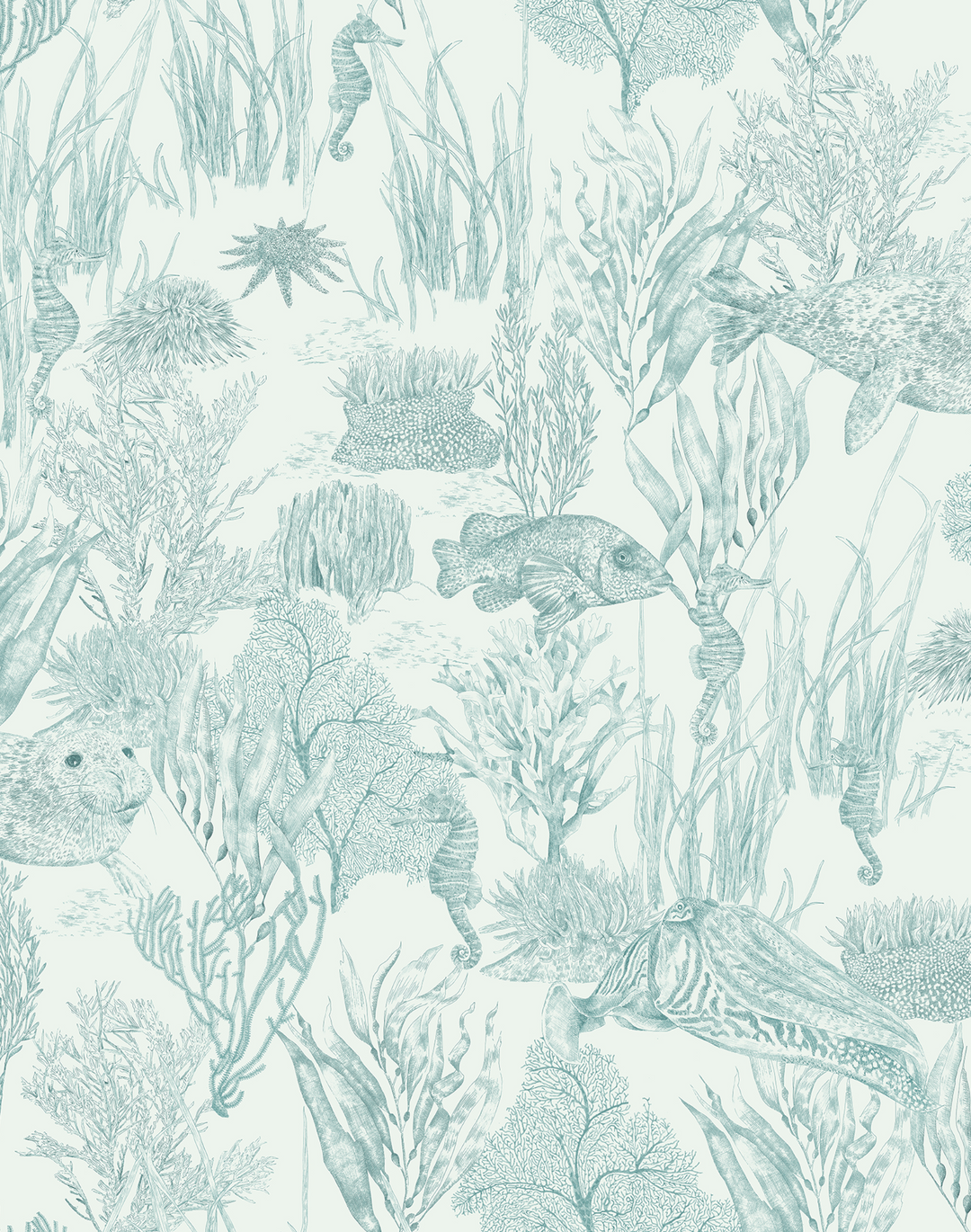 Seaview Mural, Sea Green