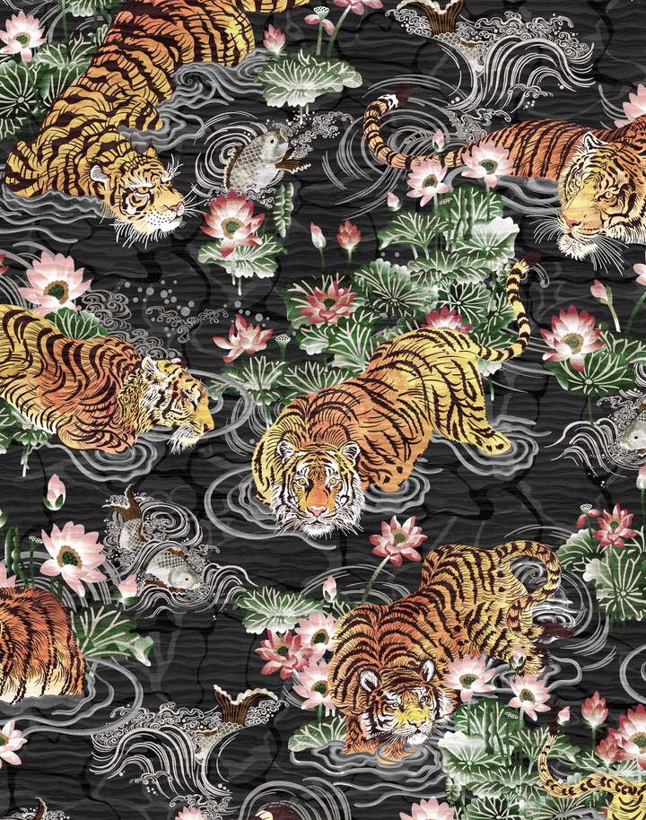 TIGER LILY, CHARCOAL & GOLD