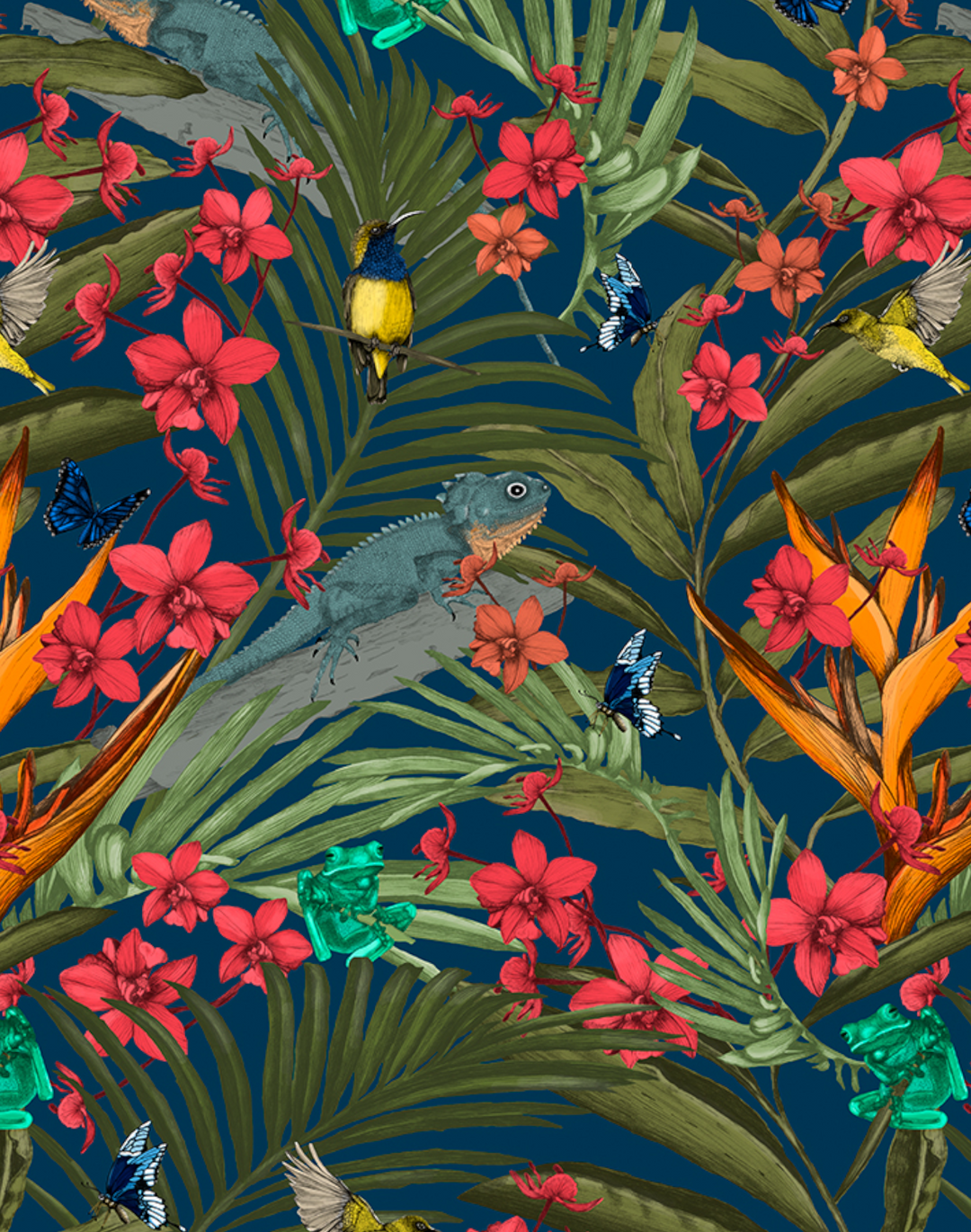 Tropicana, Fresh Green on Navy