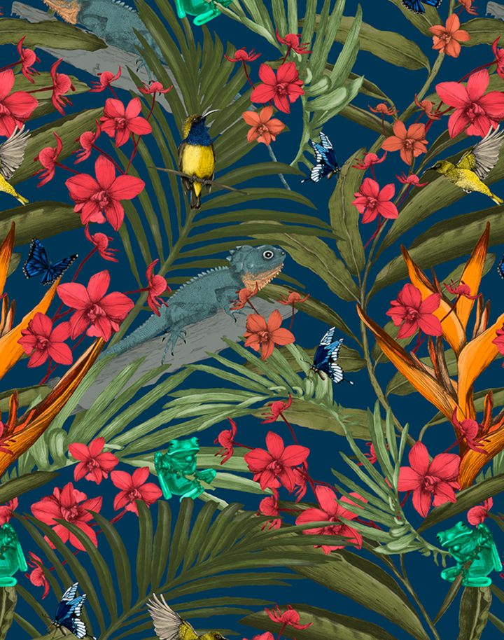 Tropicana, Fresh Green on Navy