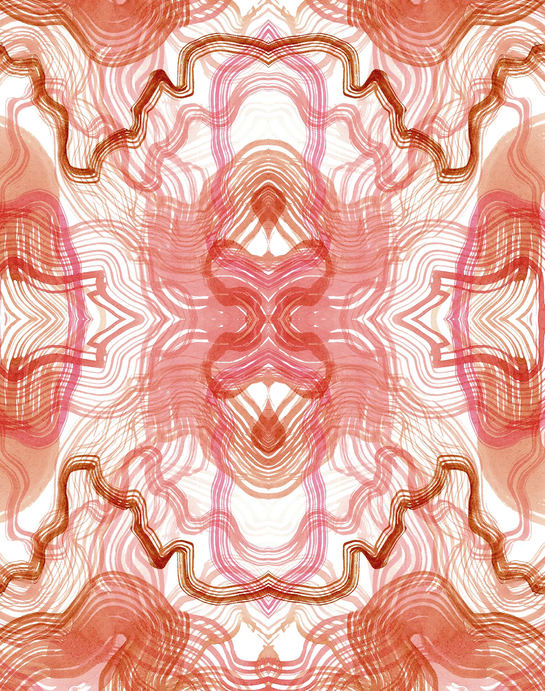 Wave, Madder - Linen Fabric