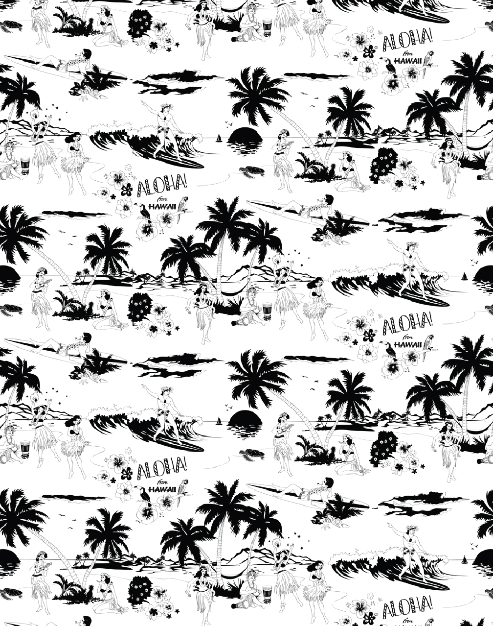 Aloha! Wallpaper Black & White