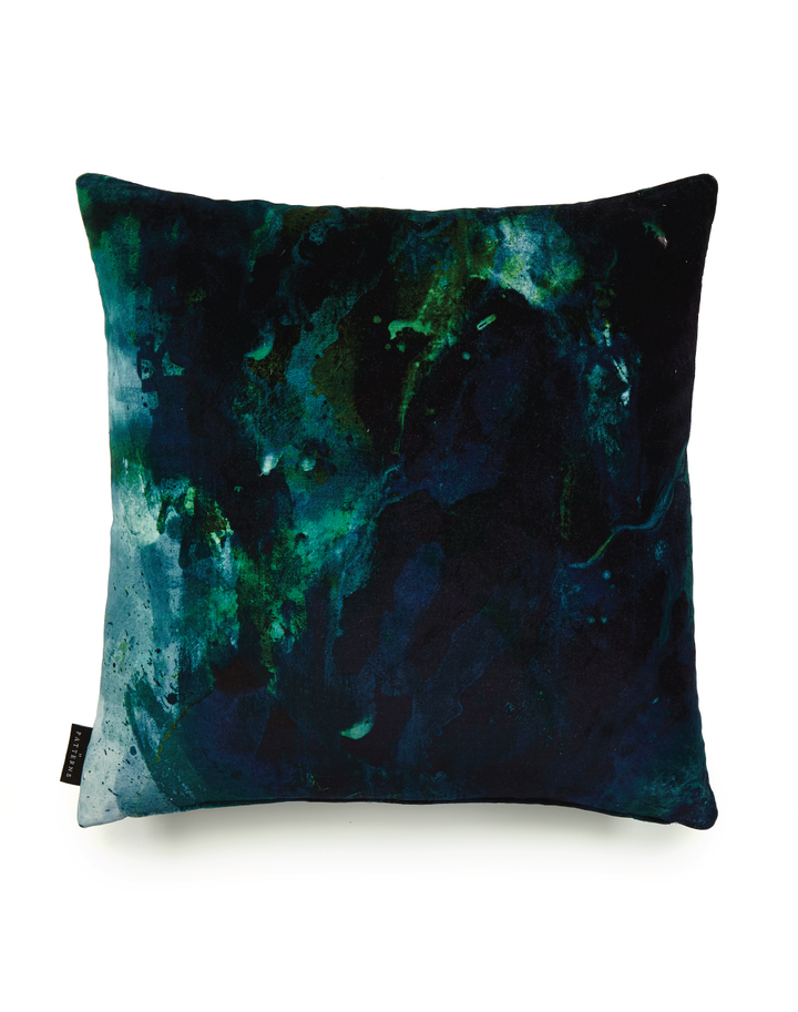 17 Patterns Beyond Nebulous Green & Blue Cushion
