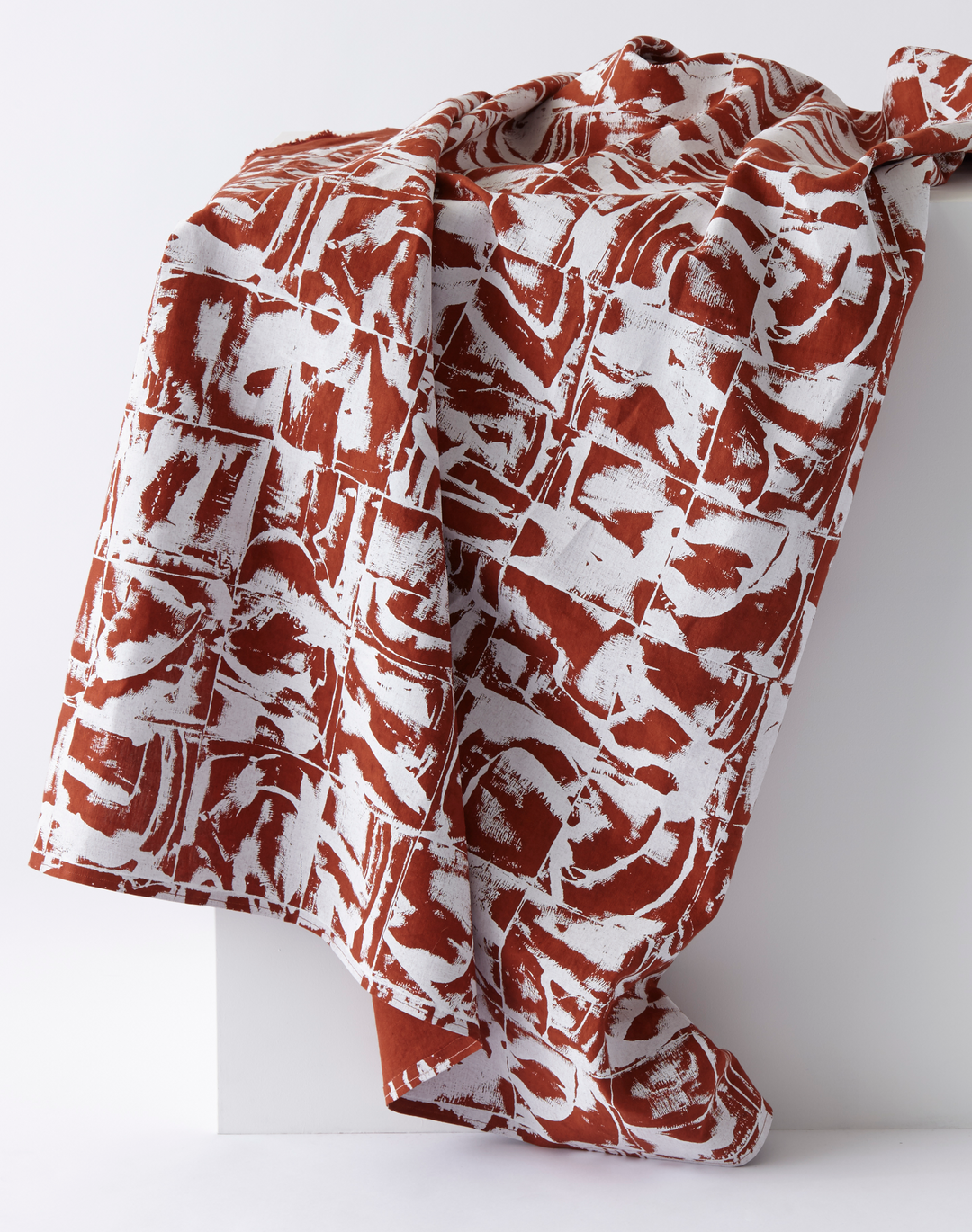 Bloc, Terracotta - Linen Fabric