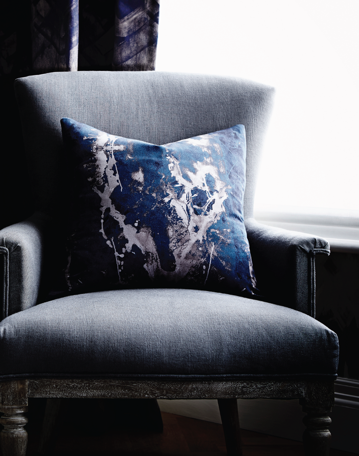 17 Patterns Blotto Navy Cushion