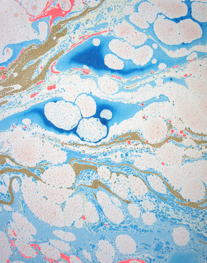 Cherry Blossom Marble Panel in Light Blue, Pink, Neon Pink, & Gold