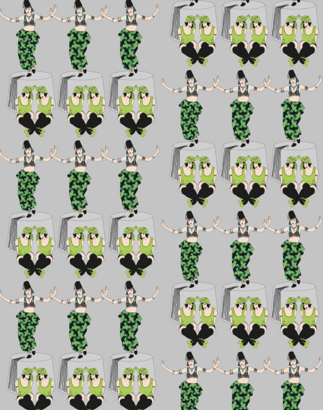 Deco Fez Hats, Green