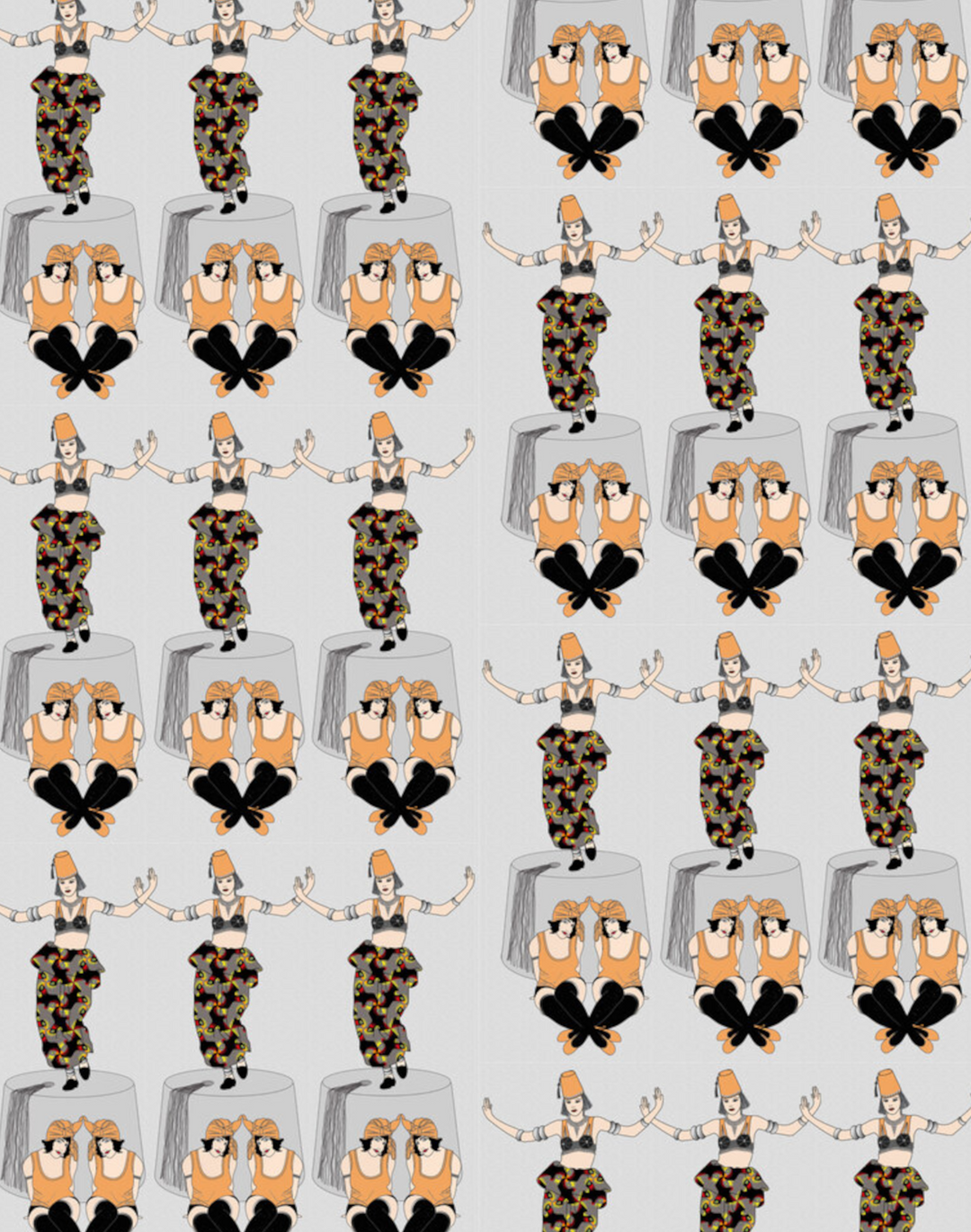 Deco Fez Hats, Orange
