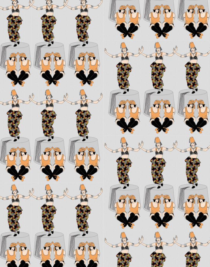 Deco Fez Hats, Orange