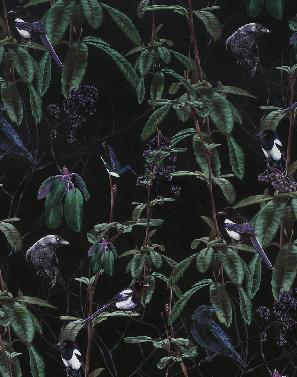 Folia Birds Dark Wallpaper
