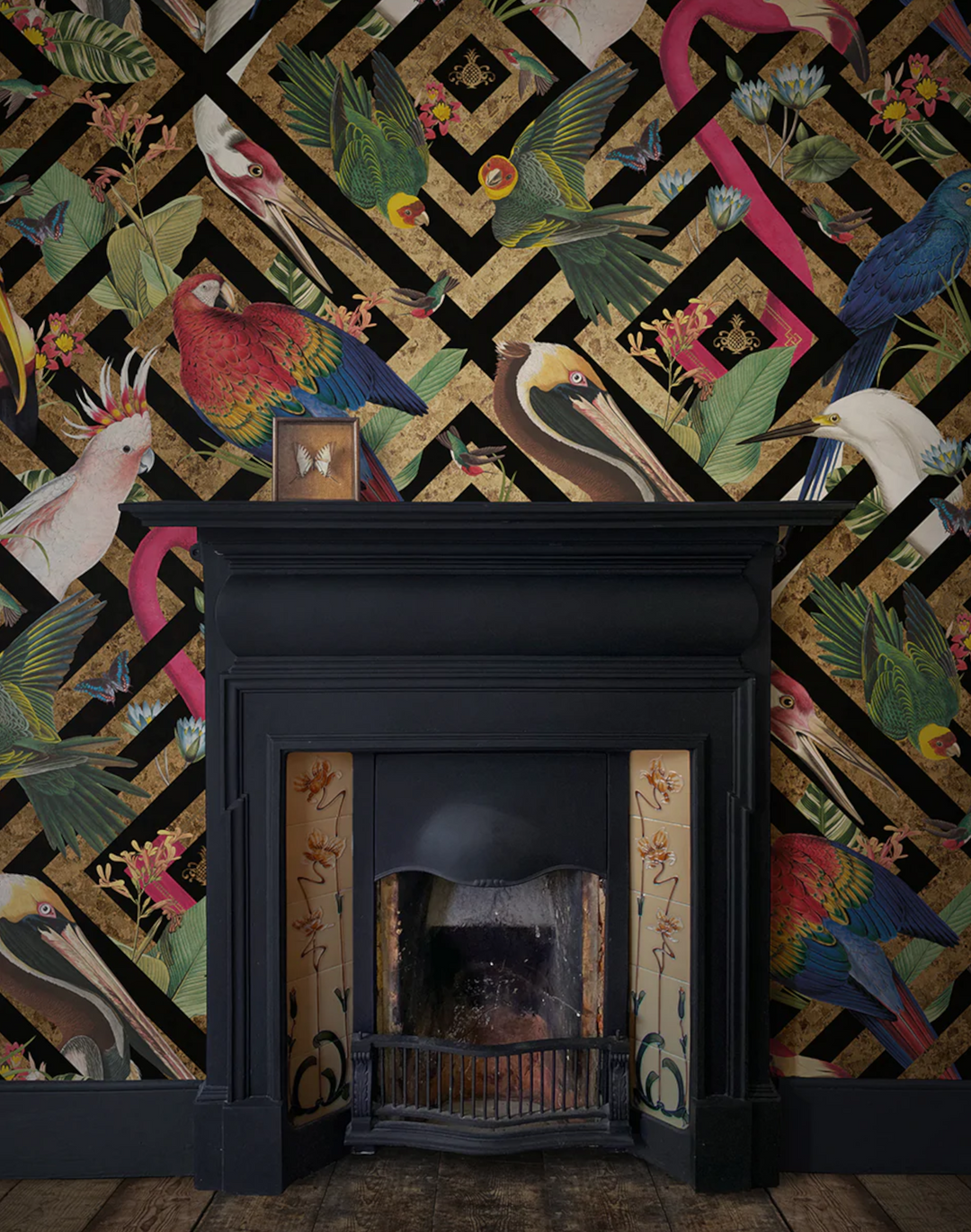 Geometric Aviary Gold Leaf by the Meter