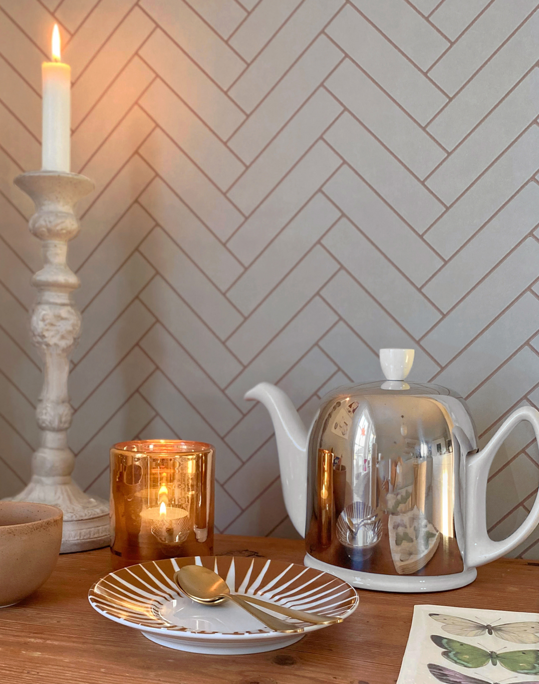 Herringbone, Greige Blue 144-02