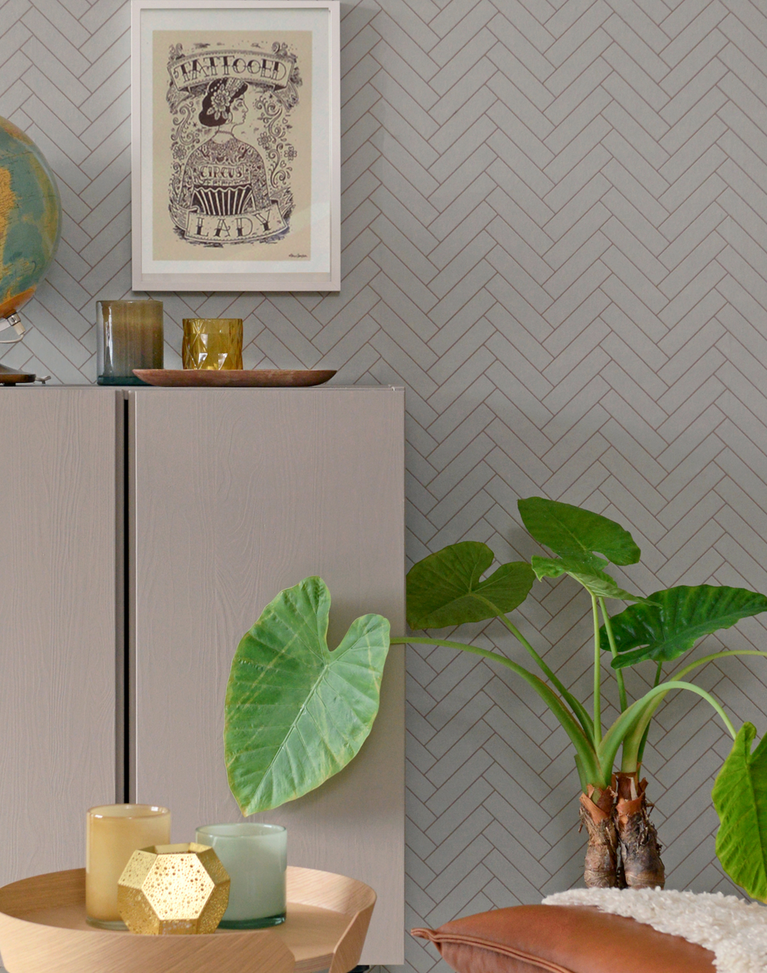 Herringbone, Greige Blue 144-02